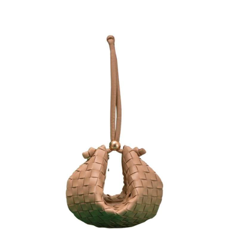 BOTTEGA VENETA MEDIUM TURN POUCH IN INTRECCIATO BEIGE LEATHER