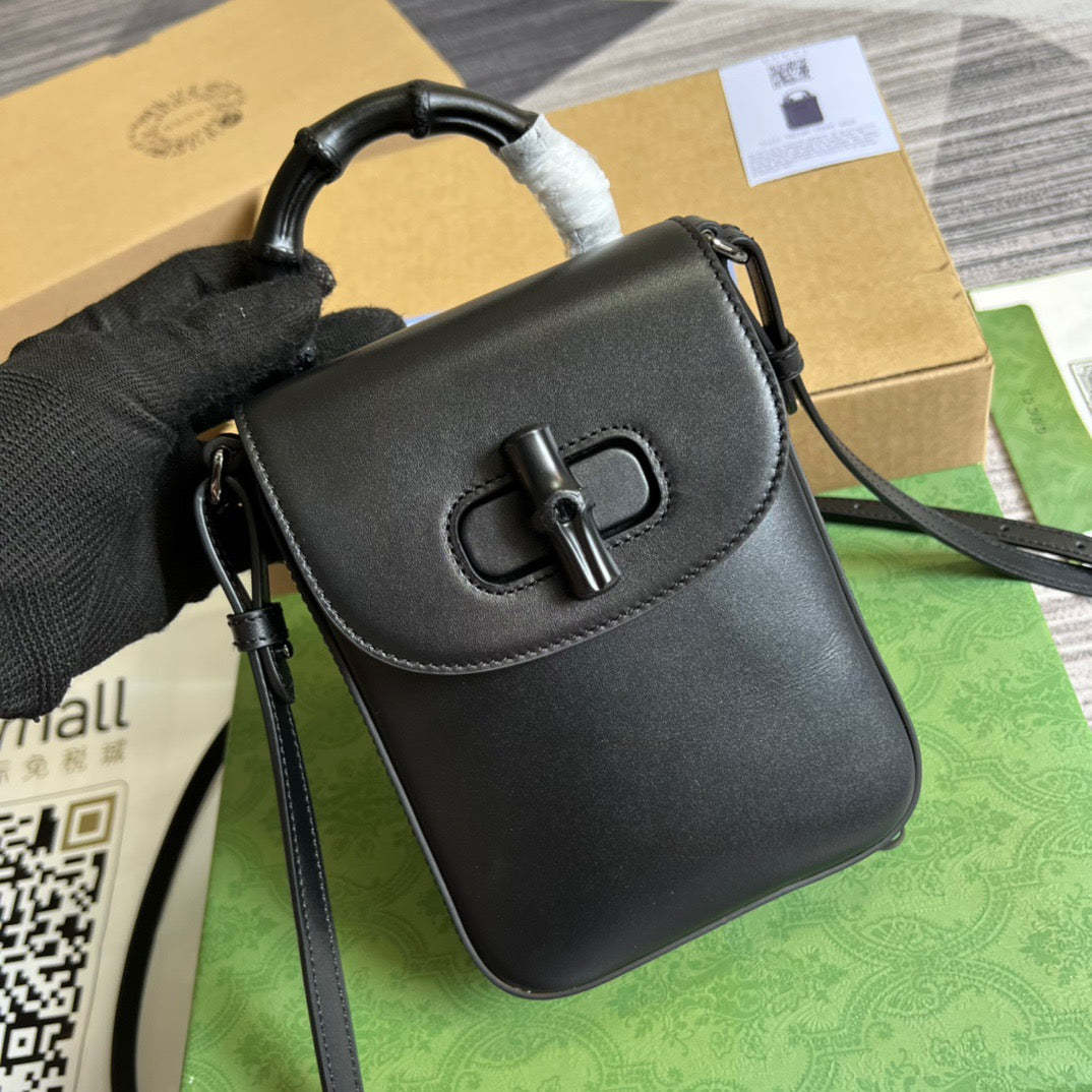 gg Bamboo Mini Handbag Black For Women, Women’s Bags 6.2in/16cm gg