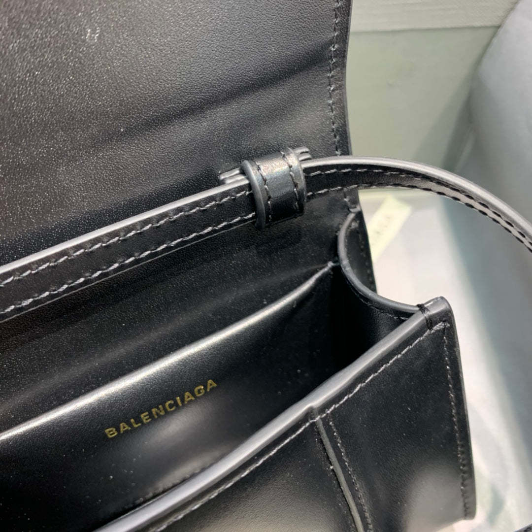Balen Hourglass Mini Handbag In Black, For Women,  Bags 4.7in/12cm