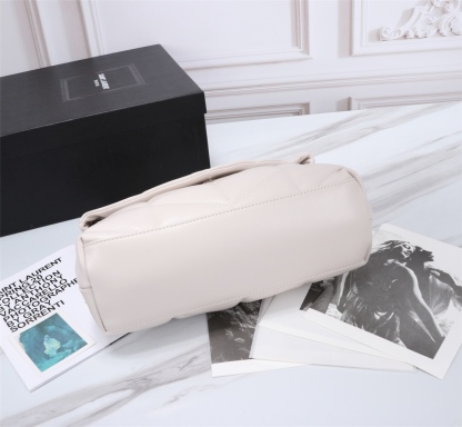 YSL LOULOU SMALL CHAIN BAG IN MATELASSÉ Y WHITE SILVER 29CM 494699DV7269207