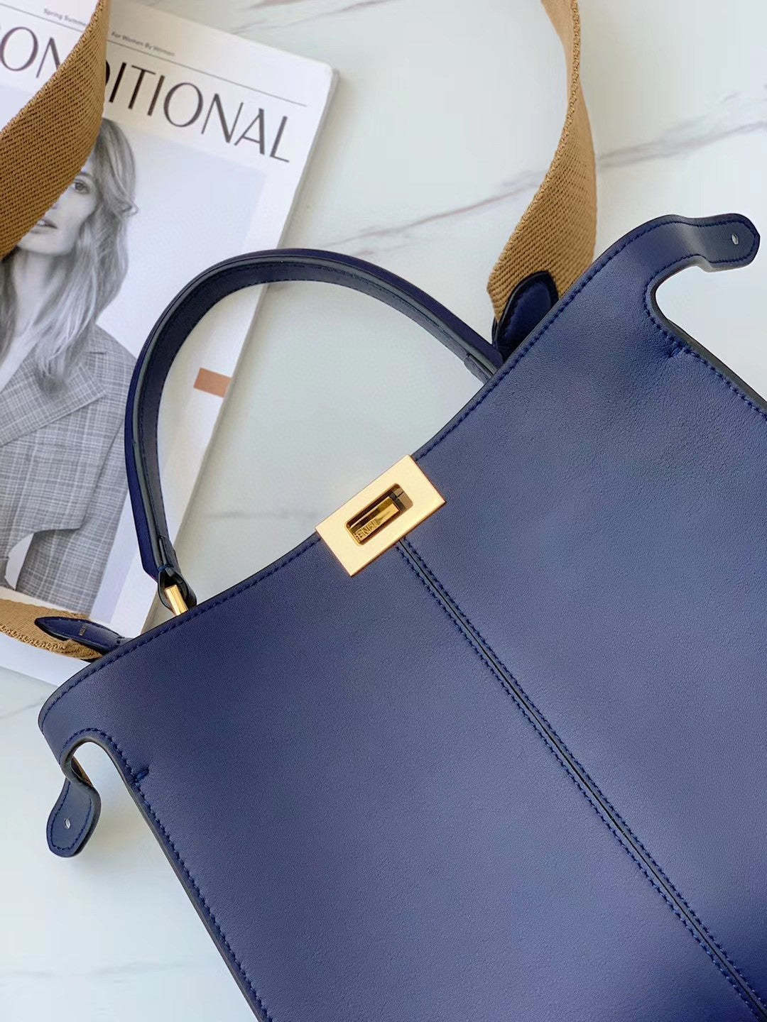 FI Peekaboo X-Lite Tote Medium Dark Blue Bag For Woman 30cm/12in