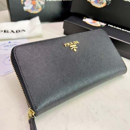 PR LARGE SAFFIANO LEATHER WALLET BLACK 19CM