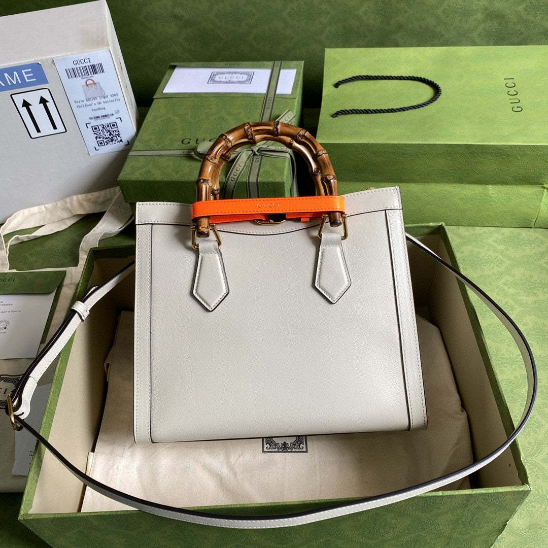 gg Diana Small Tote Bag White For Women 11in/27cm gg 702721 U3ZDT 9196