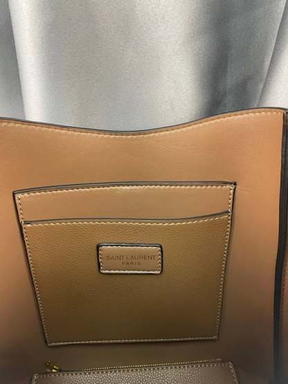 SAINT LAURENT LE 5 A 7 SOFT SMALL HOBO BAG IN SMOOTH LEATHER BROWN
