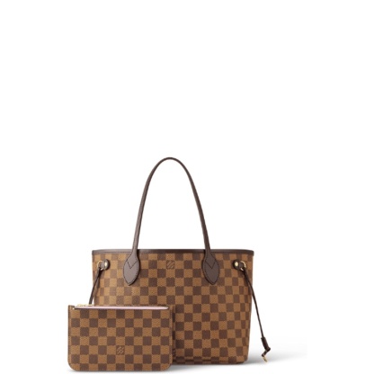 LUV DAMIER EBENE NEVERFULL PM BROWN AND LIGHT PINK 29CM N41359