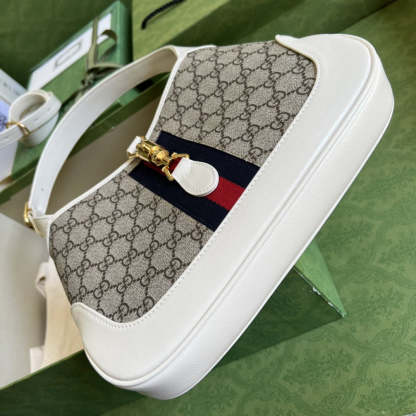 gg Jackie 1961 Small Shoulder Bag Beige And Ebony gg Supreme Canvas For Women 11in/28cm 636706 HUHHG 9794