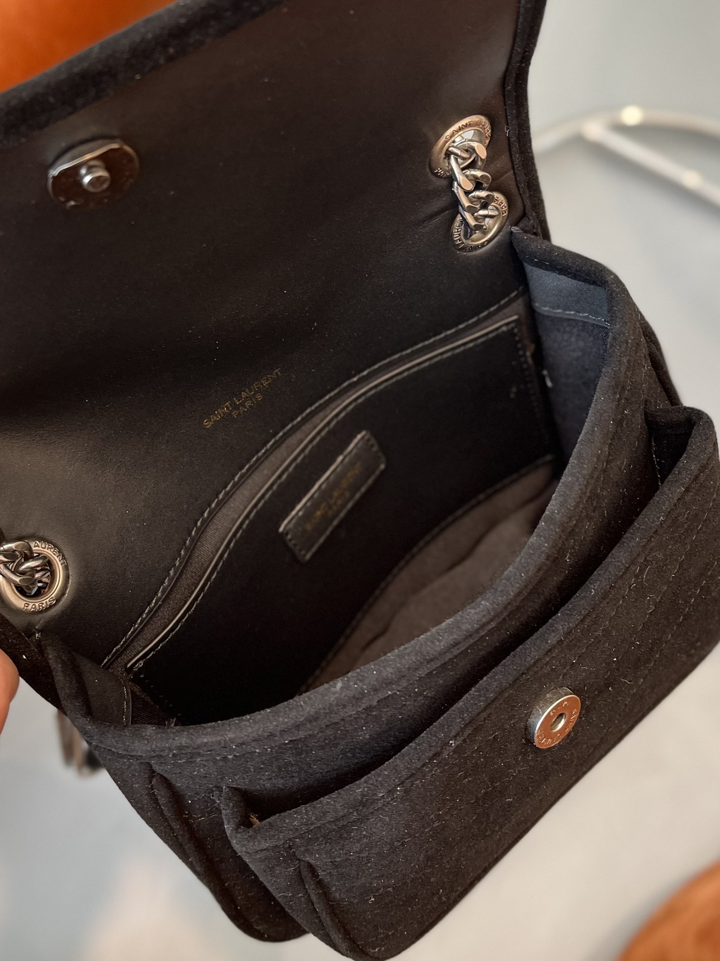 YSL NIKI MEDIUM QUILTED SUEDE SHOULDER BAG BLACK