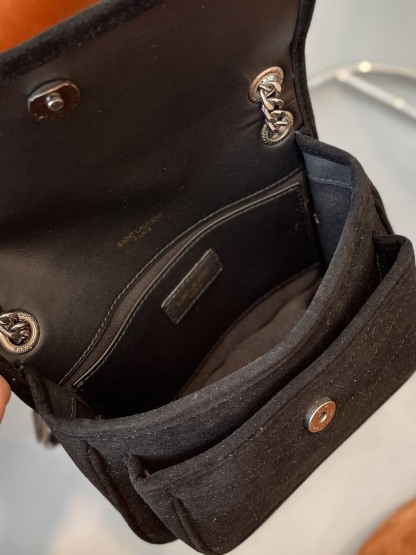 YSL NIKI MEDIUM QUILTED SUEDE SHOULDER BAG BLACK