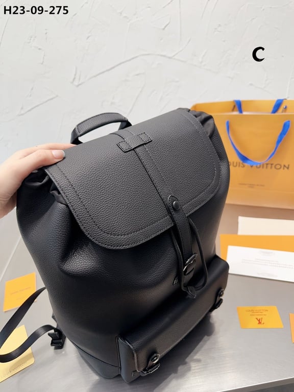 LUV CHRISTOPHER SLIM BACKPACK RUCKSACK TAURILLON LEATHER BLACK 40CM M58644