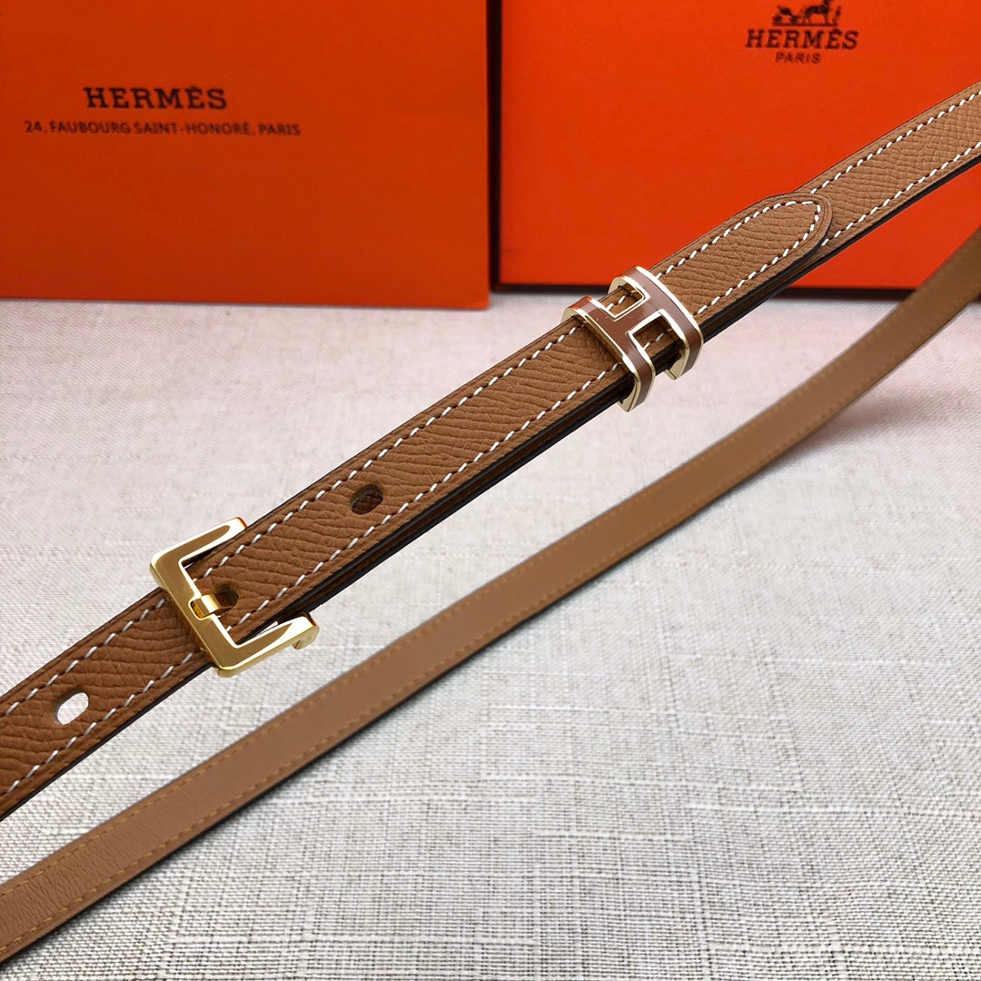 HM LEATHER  BELTS POP H BROWN 15MM