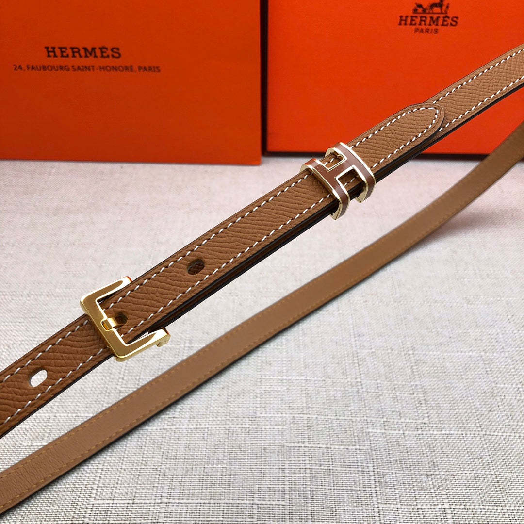 HM LEATHER  BELTS POP H BROWN 15MM