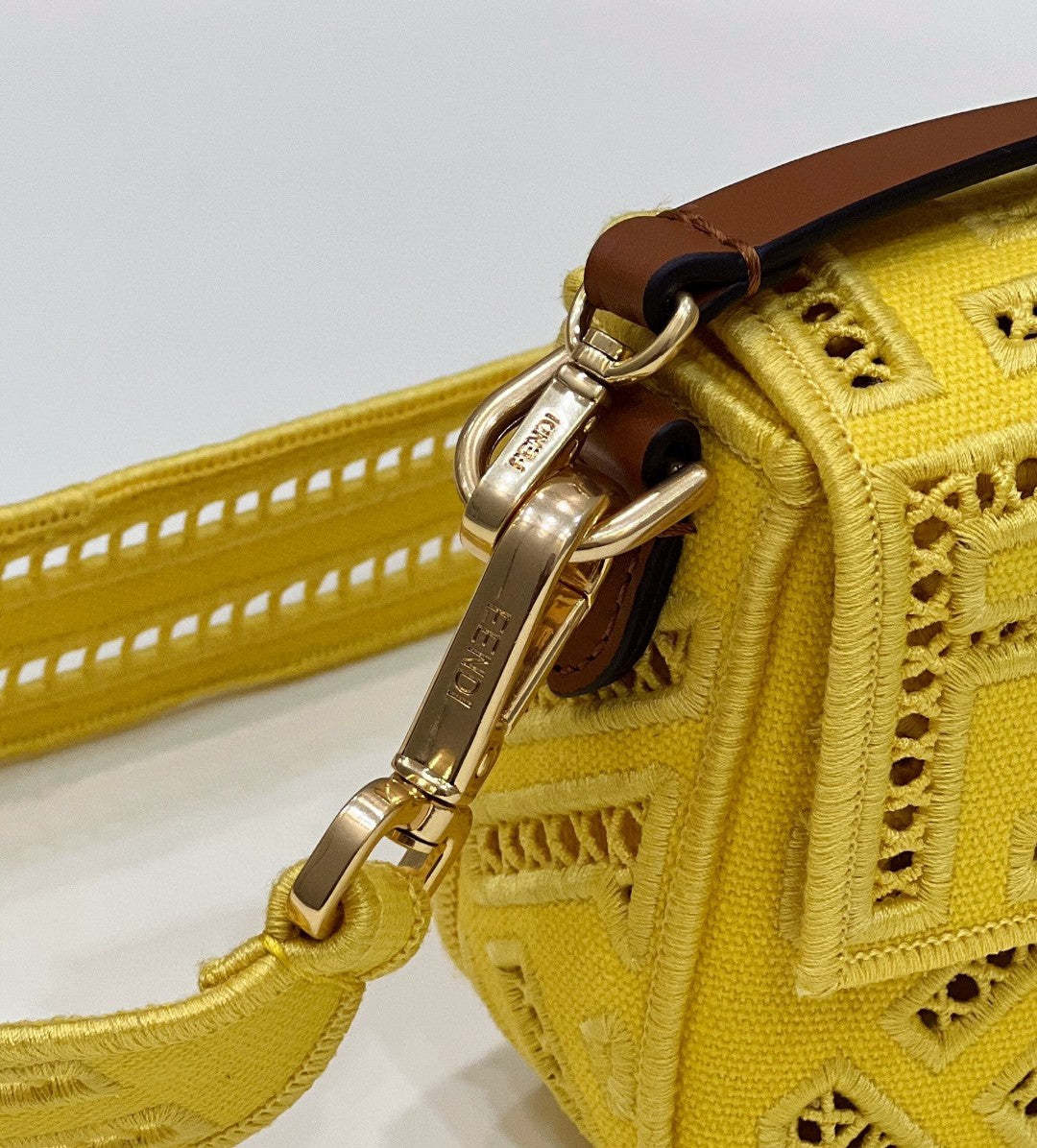 FI Baguette Yellow with Embroidery Small Bag For Woman 21cm/8in