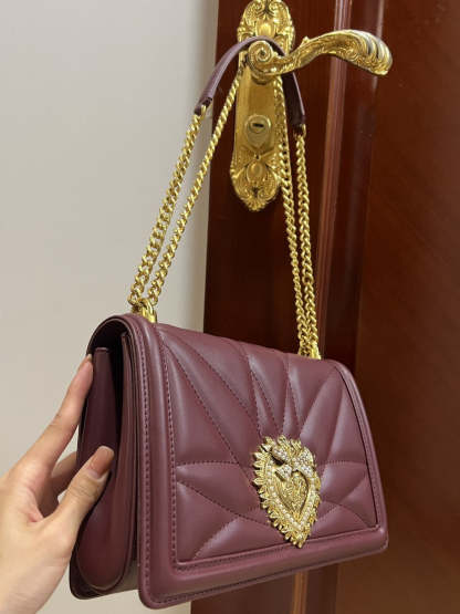 DG Large Devotion Bag In Quilted Nappa Dark Violet For Women 10in/26cm DG