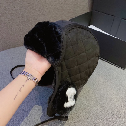 CC SHEEPSKIN AVIATOR SHEARLING HAT BLACK
