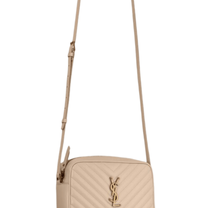 SAINT LAURENT LOU CAMERA BAG IN QUILTED LEATHER BEIGE GOLD 23CM