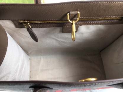GG TIGER MEDIUM TOTE BAG WITH INTERLOCKING G 31CM DARK BROWN
