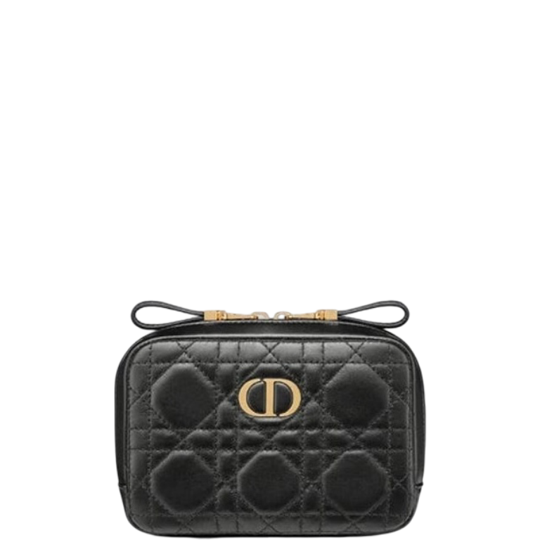 dir SMALL CARO ZIPPED POUCH BLACK CANNAGE LAMBSKIN S5045UNSQ M900