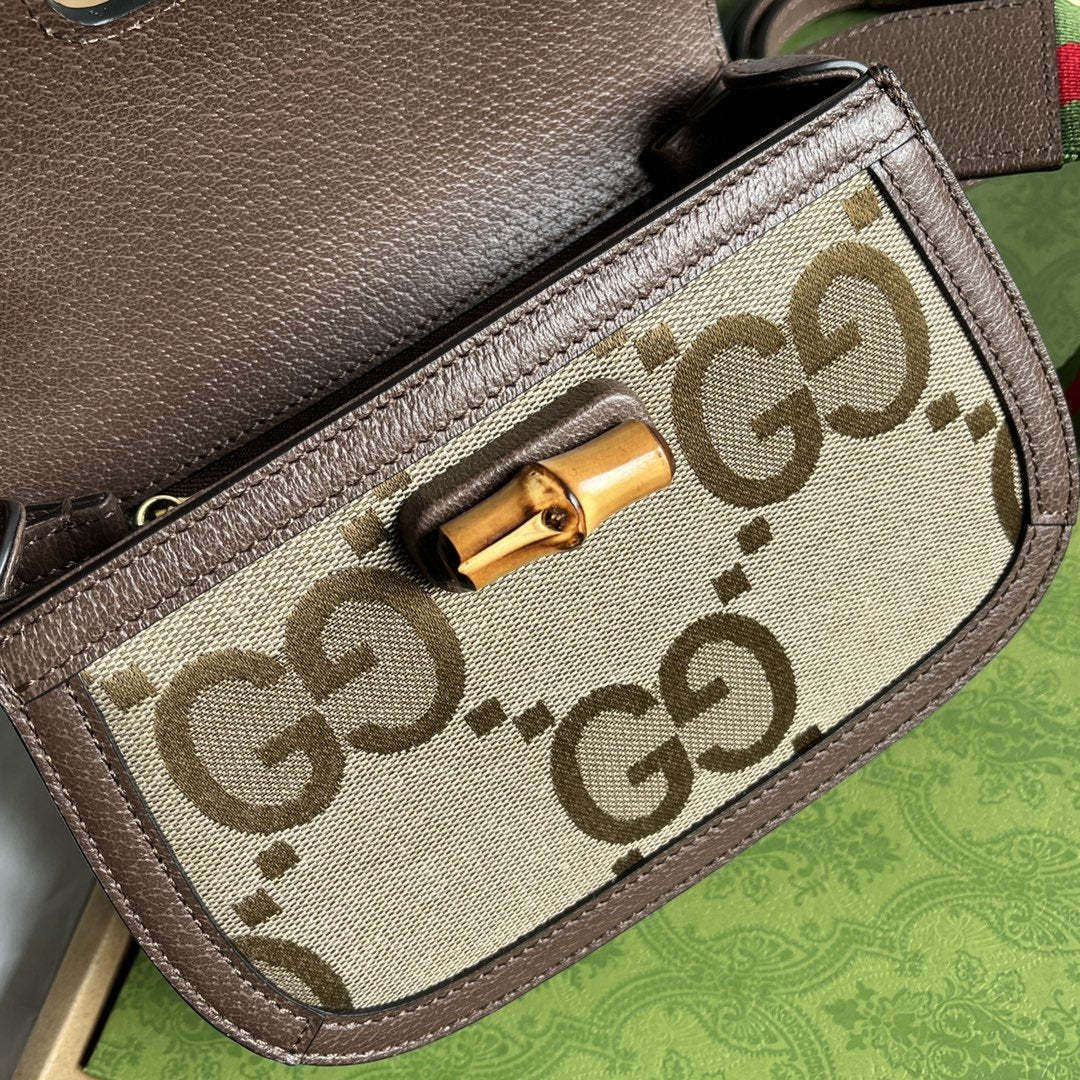 gg Bamboo 1947 Jumbo gg Small Top Handle Bag Camel And Ebony Jumbo gg Canvas Brown For Women 8.3in/21cm 675797 UKMDT 2570