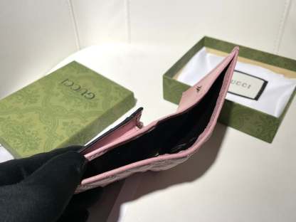 GG MARMONT CARD CASE WALLET 11CM PINK 466492 DTD1T 6433