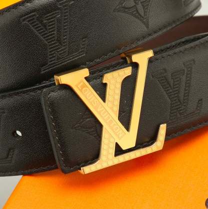 LUV ICONIC BLACK BELT GOLD BUCKLE 4.0CM