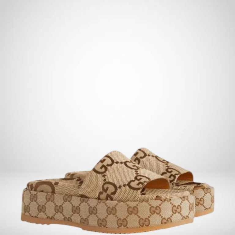 SANDAL GG 623212 UKO00 2580 WOMEN'S PLATFORM SLIDE SANDAL CAMEL