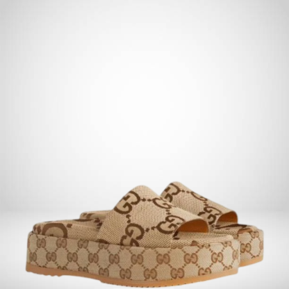 SANDAL GG 623212 UKO00 2580 WOMEN'S PLATFORM SLIDE SANDAL CAMEL