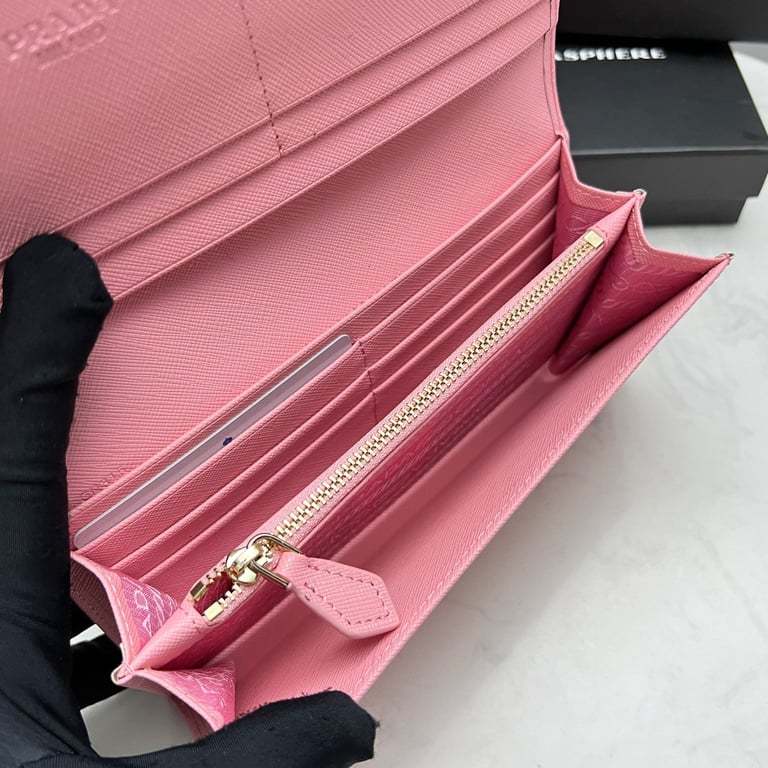 PR SAFFIANO MONOCHROME FLAP LONG WALLET FULL LIGHT PINK 19CM 1MH132 ZLP F061H