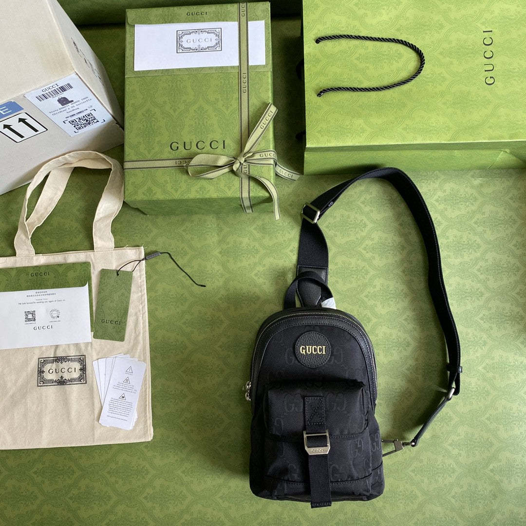 gg Off The Grid Sling Backpack Black gg Nylon For Men 11in/27cm 658631 H9HUN 1000