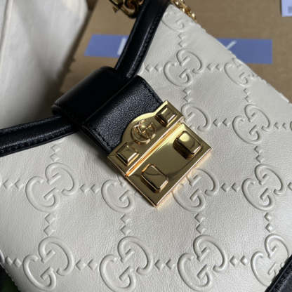 gg Small gg Shoulder Bag White Debossed For Women 9.8in/25cm 675788 gg UD9AX 9099