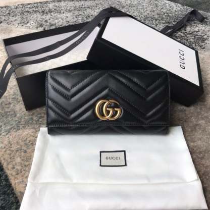 GG MARMONT CONTINENTAL WALLET 19CM BLACK E443436 DTD1T 1000