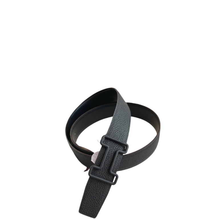 HM LEATHER BELT WITH H BUCKLE BLACK 38MM