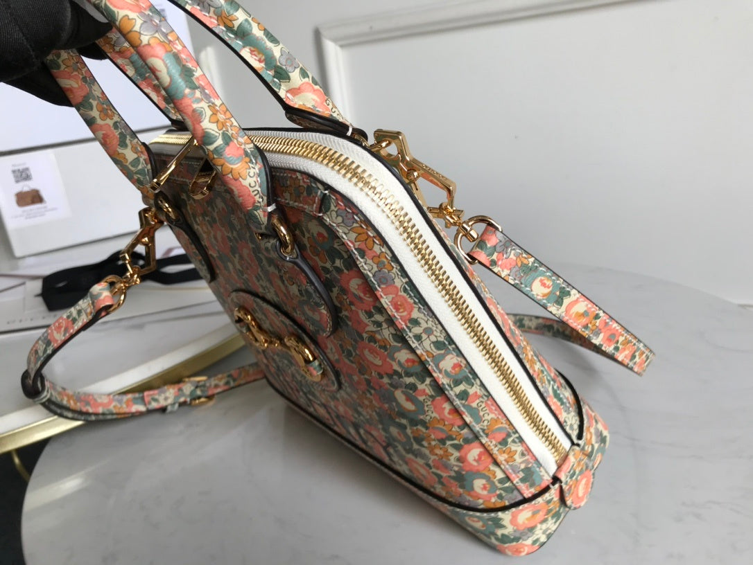 gg Horsebit 1955 Small Top Handle Bag Printing Liberty For Women 10in/25cm gg 620850