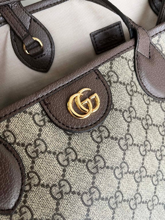 GG OPHIDIA MEDIUM GG CANVAS TOTE BAG BROWN 40CM 739730