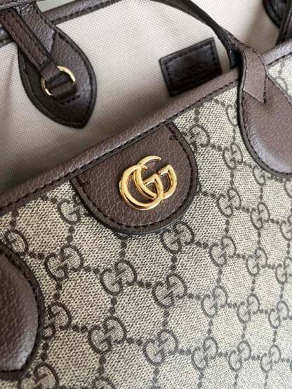 GG OPHIDIA MEDIUM GG CANVAS TOTE BAG BROWN 40CM 739730