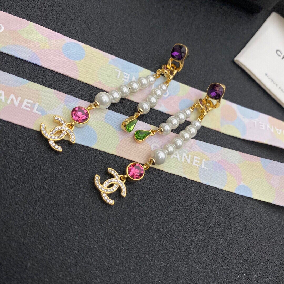 CC CC STRASS DROP EARRINGS