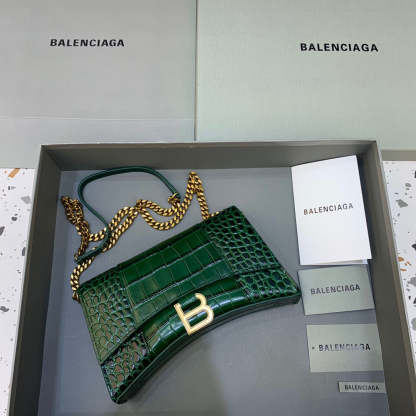 Balen Hourglass Wallet On Chain in Dark Green, For Women,  Bags 9in/23cm