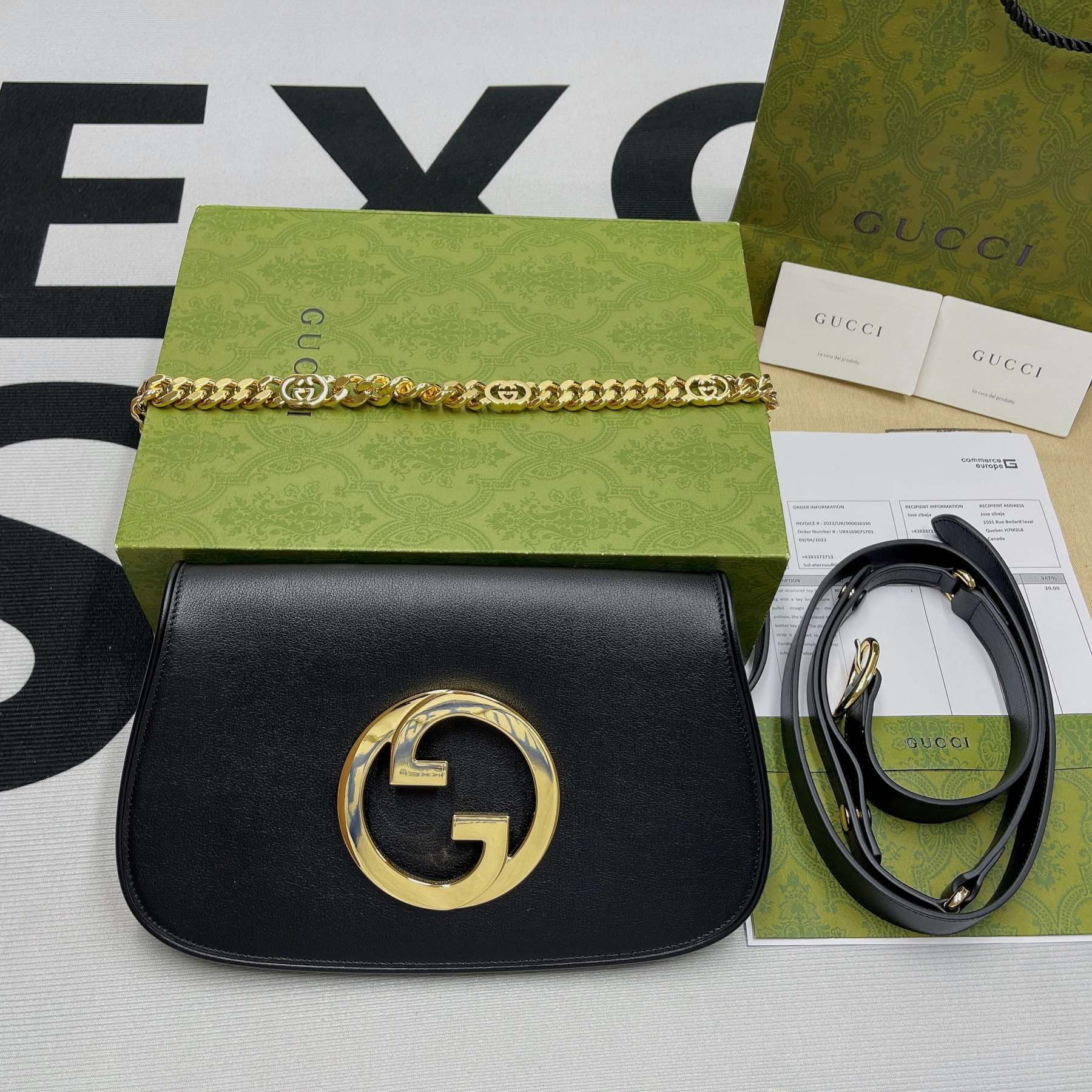 gg Blondie Shoulder Bag Black For Women, Women’s Bags 11in/28cm gg‎ 699268 UXX0G 1000