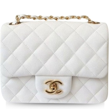 CHL CLASSIC MINI FLAP BAG GOLDEN HARDWARE WHITE