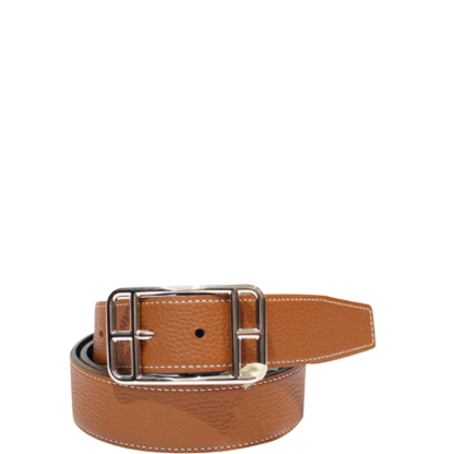 HM QUENTIN REVERSIBLE BELT BROWN RECTANGLE BUCKLE 32MM