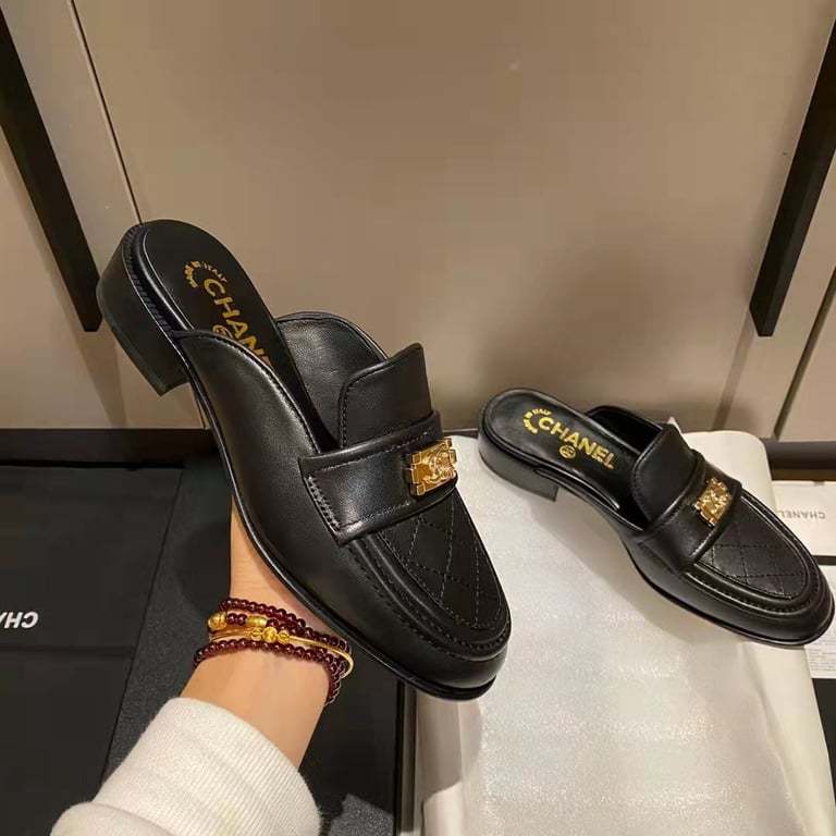 SANDAL CHL CASUAL PAIN LAETHER BLACK ELEGANT MULES SANDALS