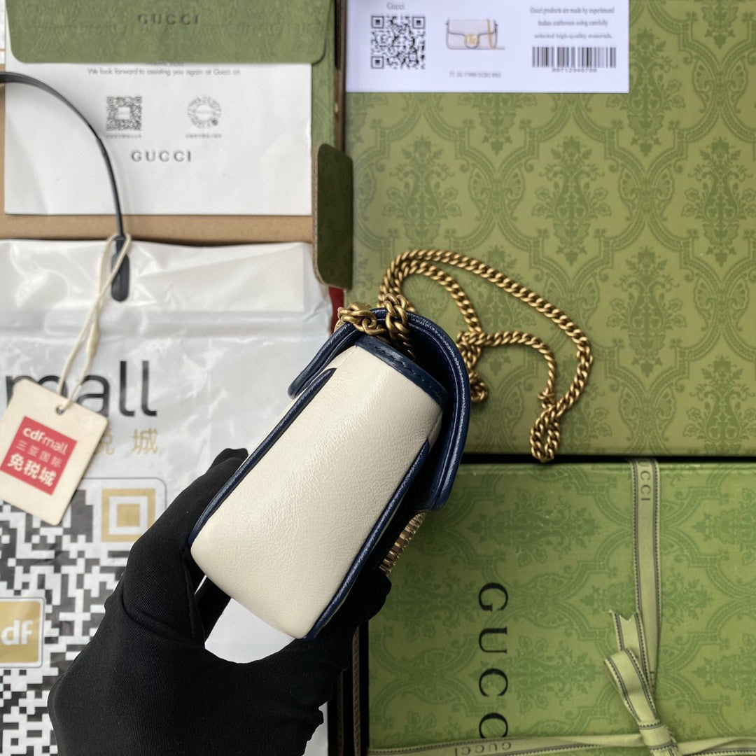 gg Marmont Super Mini Bag White For Women 6in/16cm gg