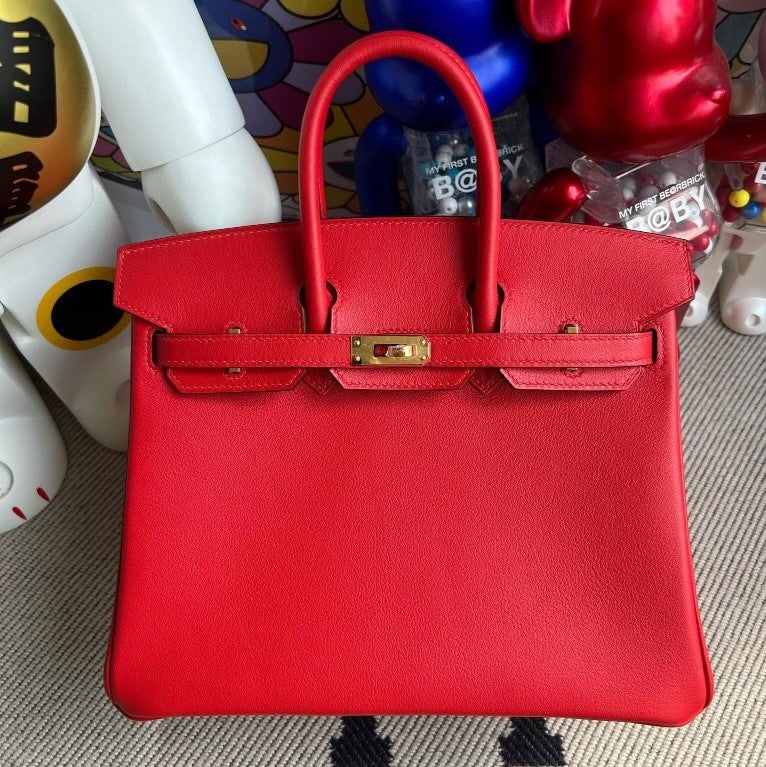 HM BIRKIN SWIFT S3 BRIGHT RED GOLD HARDWARE 25CM