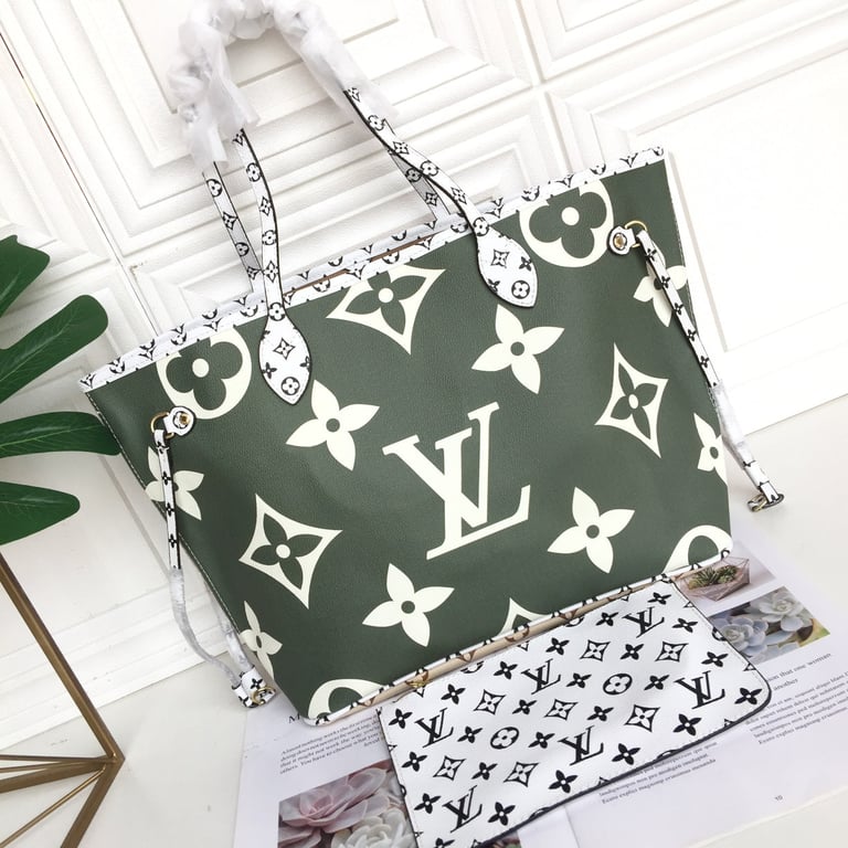 LUV NEVERFULL MONOGRAM GIANT JUNGLE MM GREEN BEIGE