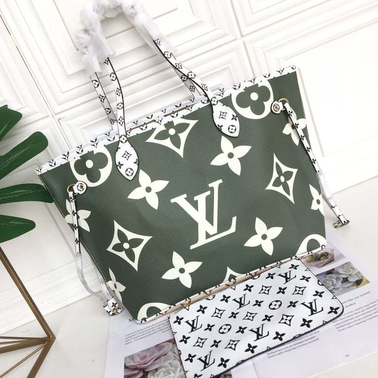LUV NEVERFULL MONOGRAM GIANT JUNGLE MM GREEN BEIGE