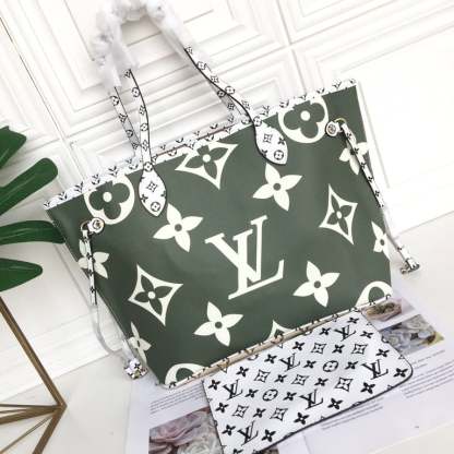 LUV NEVERFULL MONOGRAM GIANT JUNGLE MM GREEN BEIGE