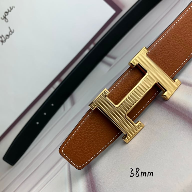 HM BELT TOGO SWIFT GOLD BUCKLE BROWN 38MM