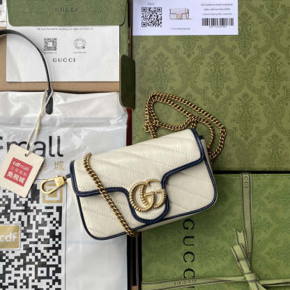 gg Marmont Super Mini Bag White For Women 6in/16cm gg