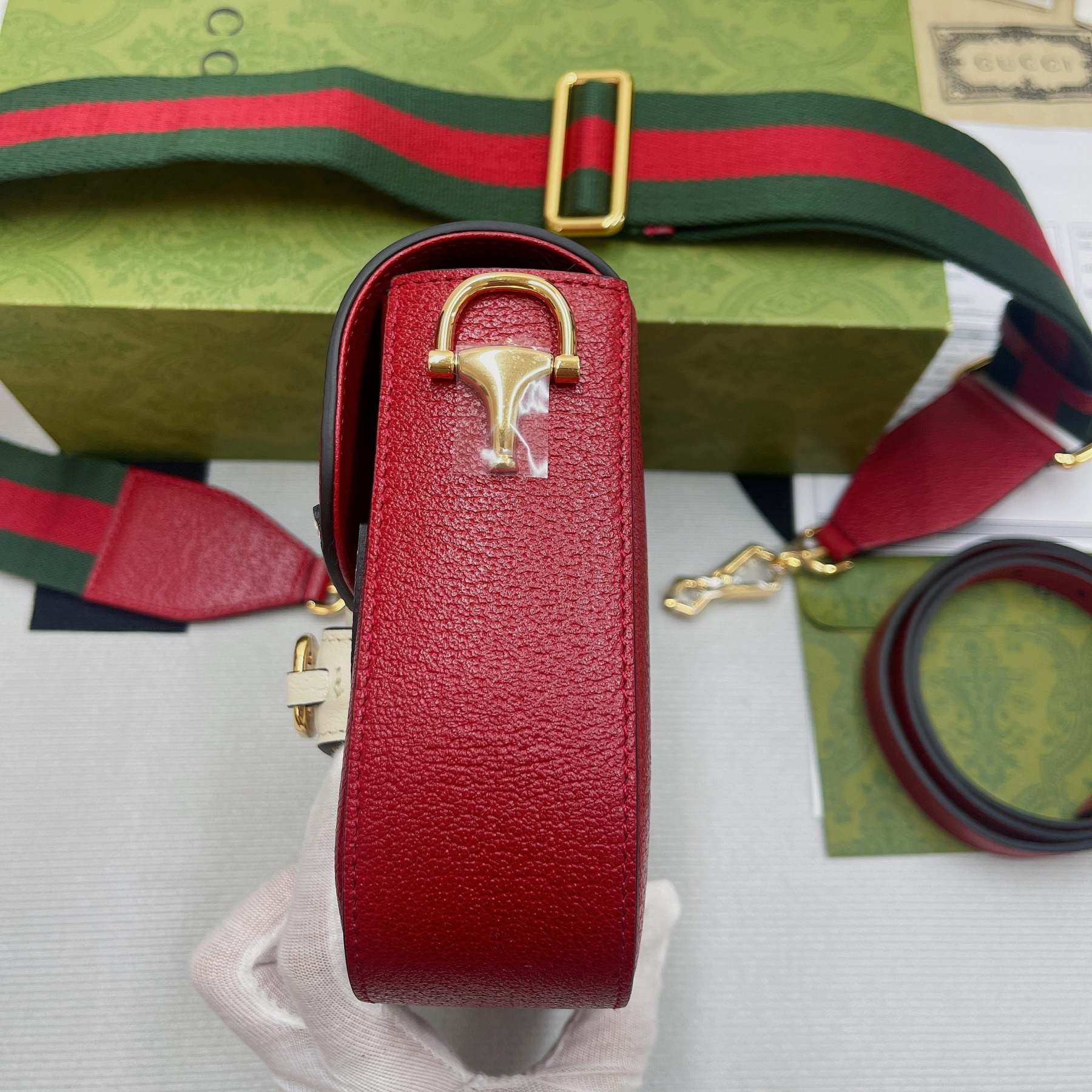 gg x Adidas Horsebit 1955 Mini Bag Red For Women, Women’s Bags 8.1in/21cm gg 658574 U3ZDG 6563