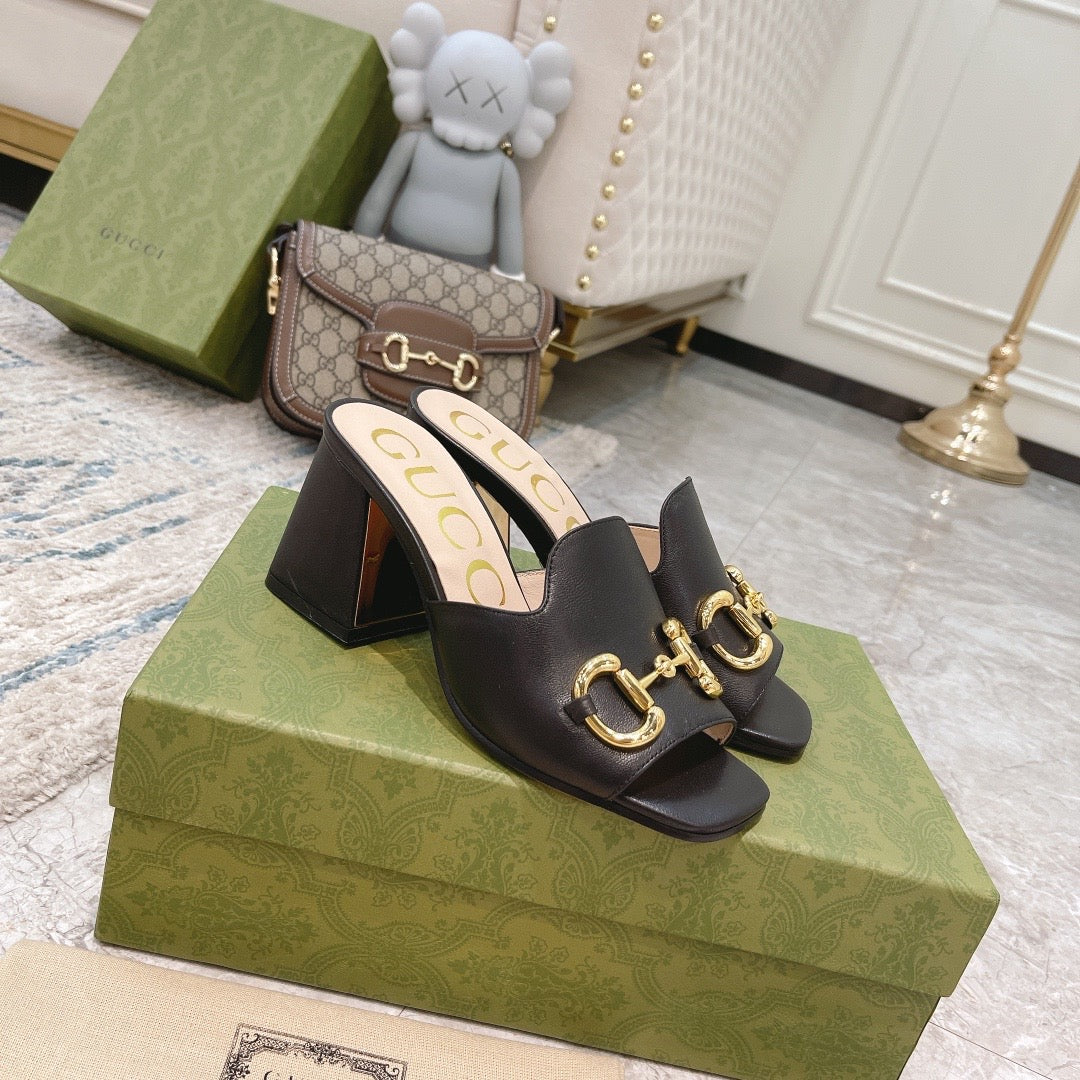 SANDAL GG WOMEN'S SLIDE SANDAL WITH HORSEBIT BLACK 655412 BKO00 1000