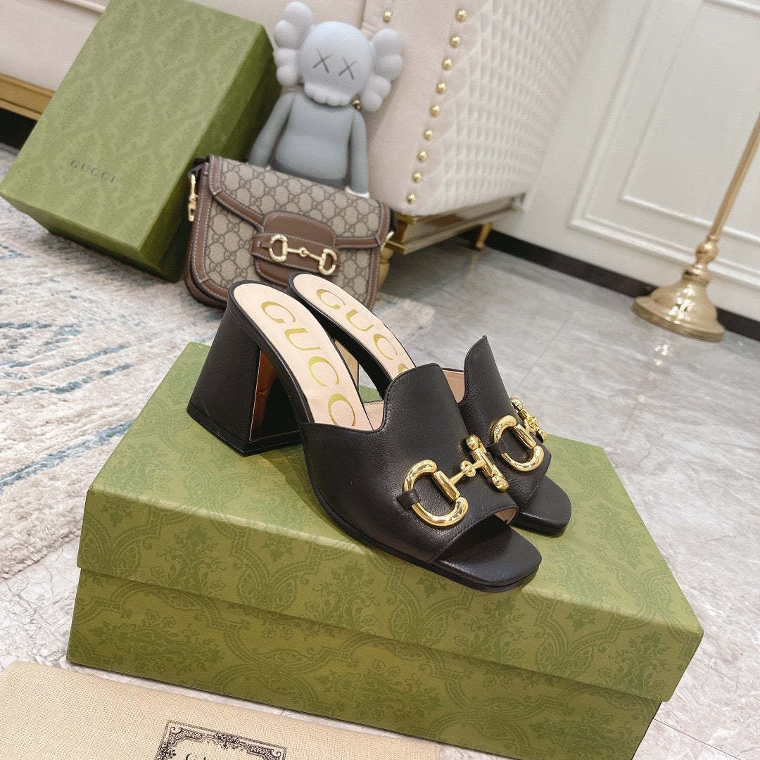 SANDAL GG WOMEN'S SLIDE SANDAL WITH HORSEBIT BLACK 655412 BKO00 1000